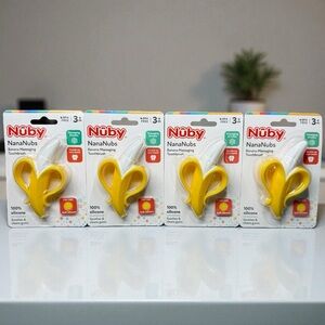 4 Pk Nuby NanaNubs Banana Gum‎ Massaging Teether Baby Teething Toy 3 Months & Up